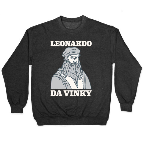 Leonardo Da Vinky Parody White Print Pullover
