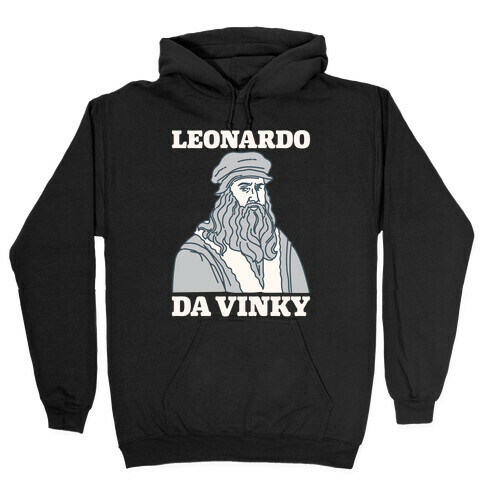 Leonardo Da Vinky Parody White Print Hooded Sweatshirt