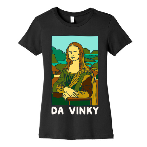 Mona Lisa Da Vinky Parody White Print Womens T-Shirt
