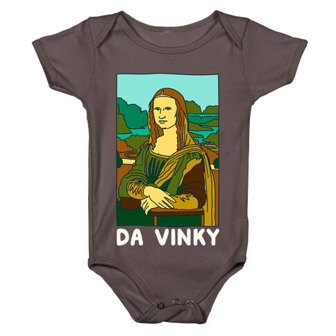 Mona Lisa Da Vinky Parody White Print Baby One-Piece