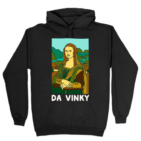 Mona Lisa Da Vinky Parody White Print Hooded Sweatshirt