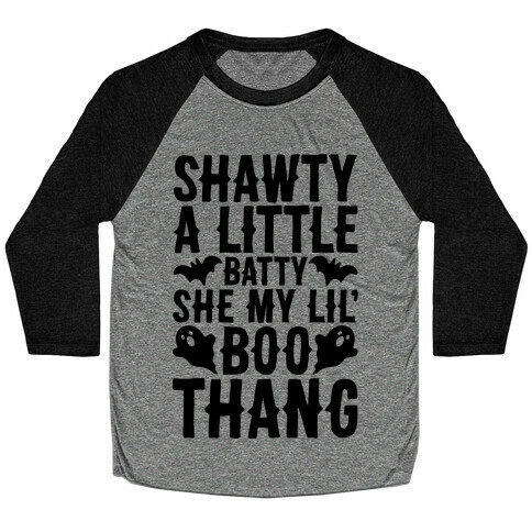 A Little Batty She My Lil' Boo Thang Halloween Parody Baseball Tee