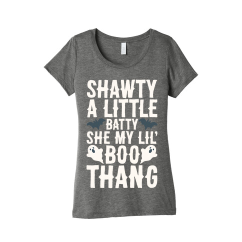 A Little Batty She My Lil' Boo Thang Halloween Parody White Print Womens T-Shirt