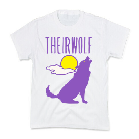 Their-Wolf Non-Binary Werewolf Parody Kids T-Shirt