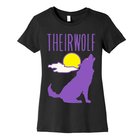 Their-Wolf Non-Binary Werewolf Parody White Print Womens T-Shirt