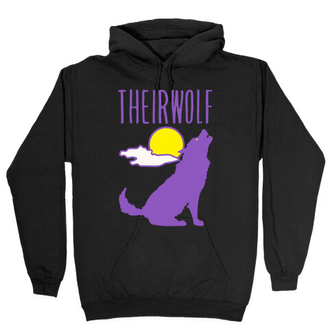 Their-Wolf Non-Binary Werewolf Parody White Print Hooded Sweatshirt