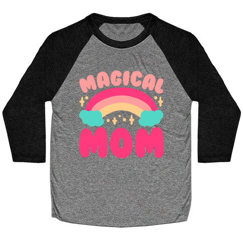 Magical Mom White Print Baseball Tee