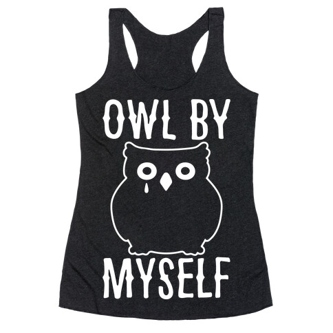 Owl By Myself White Print Racerback Tank Top