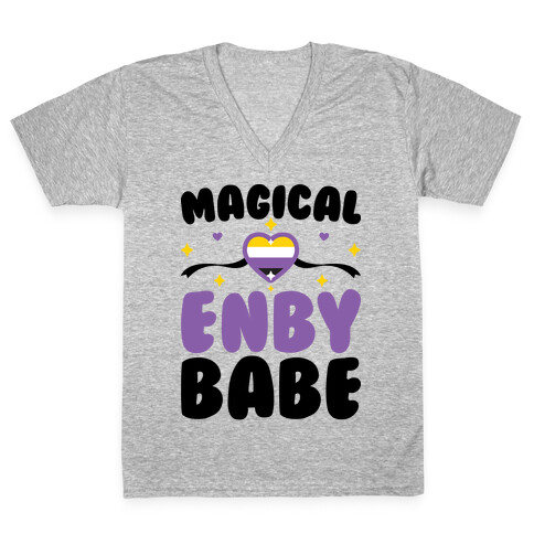 Magical Enby Babe V-Neck Tee Shirt