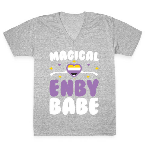 Magical Enby Babe V-Neck Tee Shirt