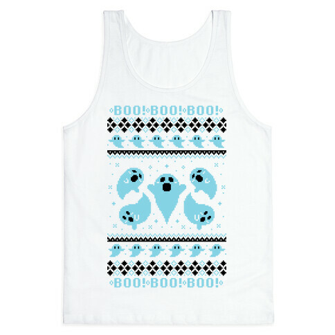 Spooky Ghosts Ugly Sweater Tank Top