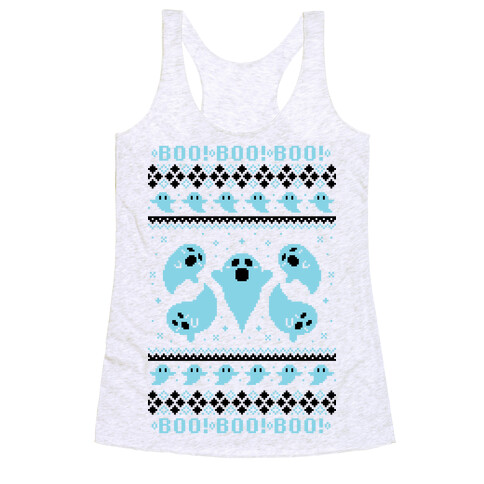 Spooky Ghosts Ugly Sweater Racerback Tank Top