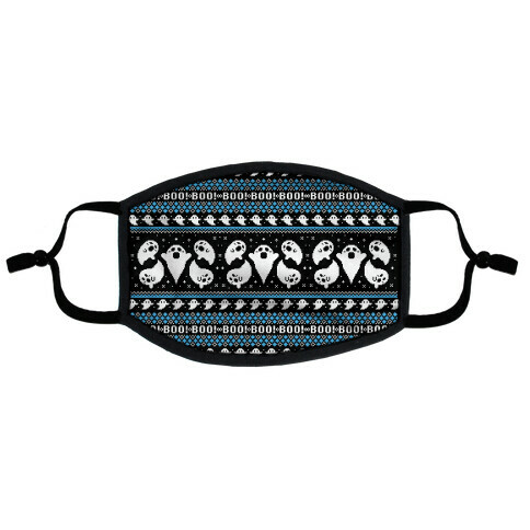 Spooky Ghosts Ugly Sweater Flat Face Mask