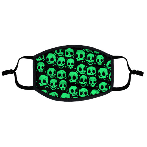 Neon Green Skulls Pattern Flat Face Mask