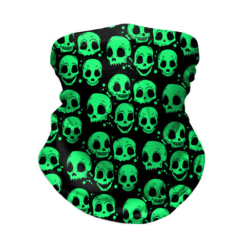 Neon Green Skulls Pattern Neck Gaiter