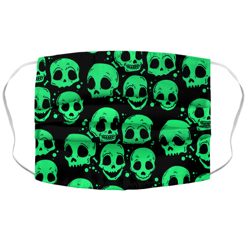 Neon Green Skulls Pattern Accordion Face Mask