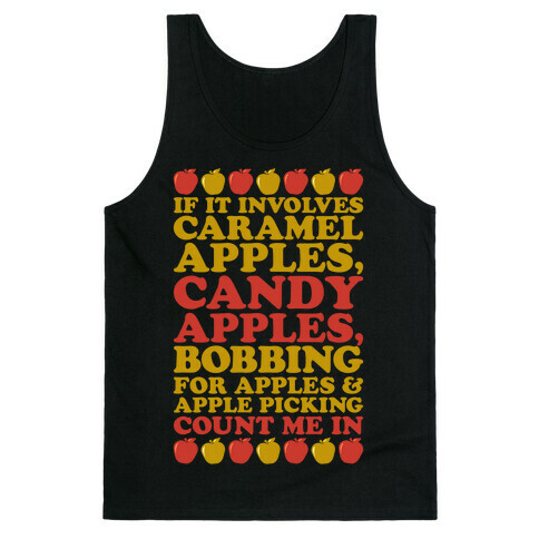 If It Involves Apples Count Me In White Print Tank Top