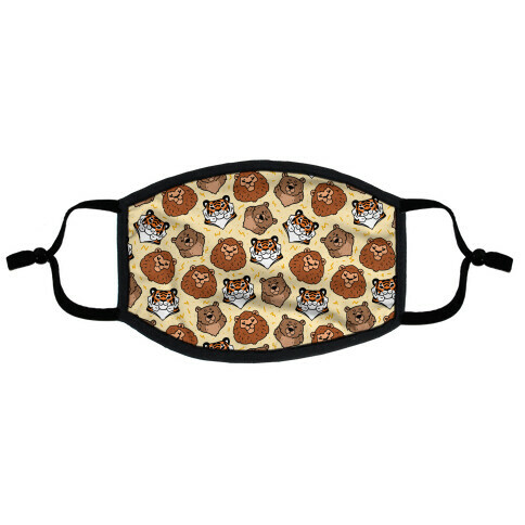 Lions, Tigers, And Bears Pattern Flat Face Mask