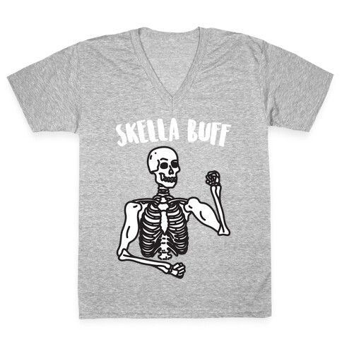 Skella Buff Skeleton V-Neck Tee Shirt