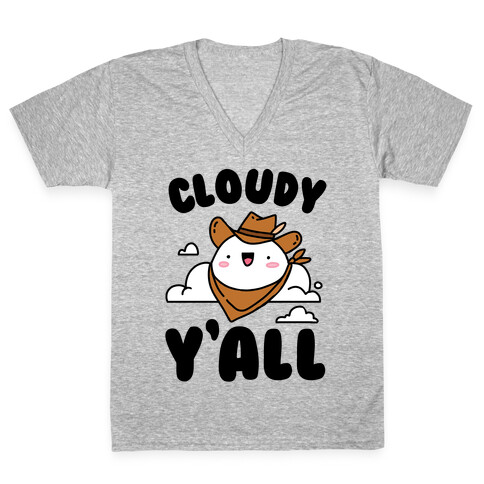 Cloudy Y'all V-Neck Tee Shirt