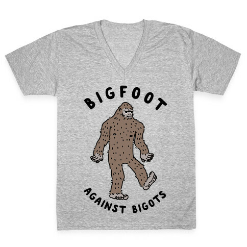 Bigfoot Against Bigots V-Neck Tee Shirt