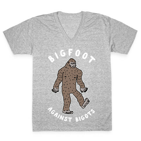 Bigfoot Against Bigots V-Neck Tee Shirt