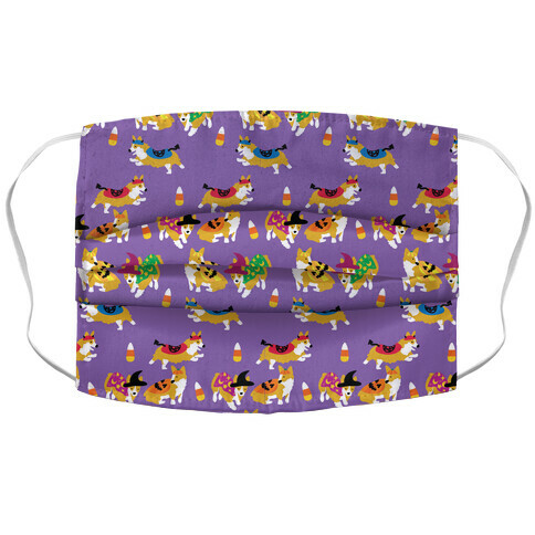 Corgi Halloween Pattern Accordion Face Mask