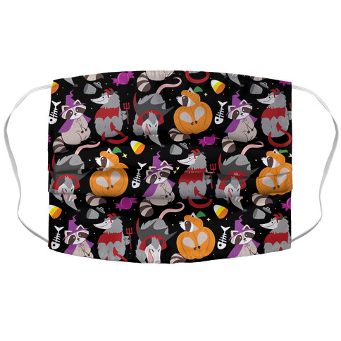 Trashy Animals Halloween Pattern Accordion Face Mask