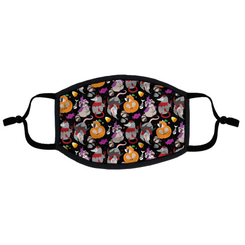 Trashy Animals Halloween Pattern Flat Face Mask