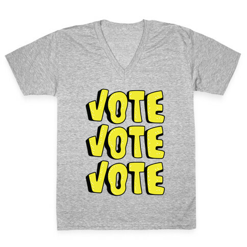 Vote Vote Vote! (Yellow) V-Neck Tee Shirt