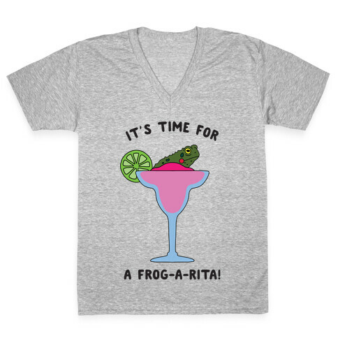 It's Time for a Frog-a-Rita V-Neck Tee Shirt
