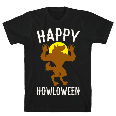 Happy Howloween Werewolf Parody White Print T-Shirt
