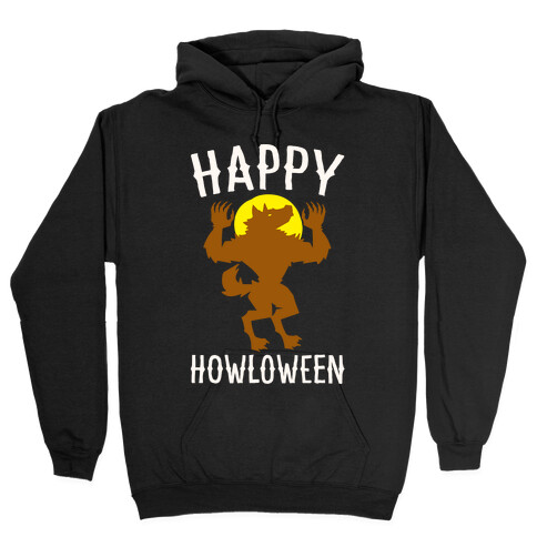 Happy Howloween Werewolf Parody White Print Hooded Sweatshirt