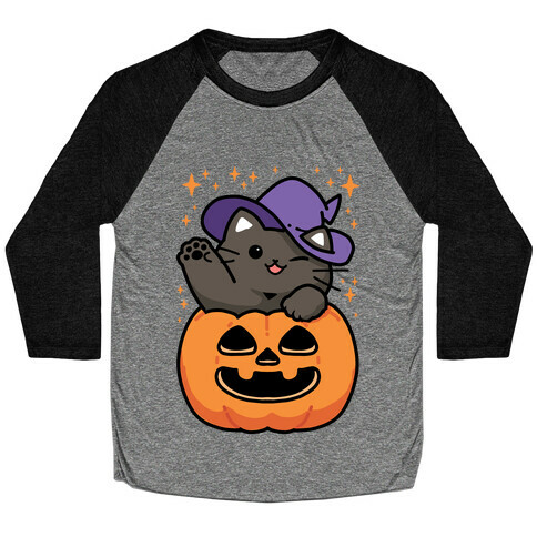 Cute Halloween Cat Baseball Tee