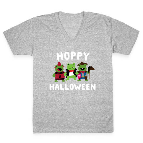 Hoppy Halloween Frogs V-Neck Tee Shirt