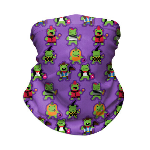 Hoppy Halloween Frogs Pattern Neck Gaiter