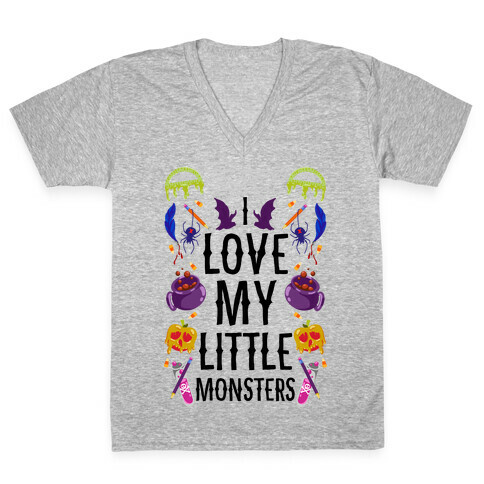 I Love My Little Monsters V-Neck Tee Shirt