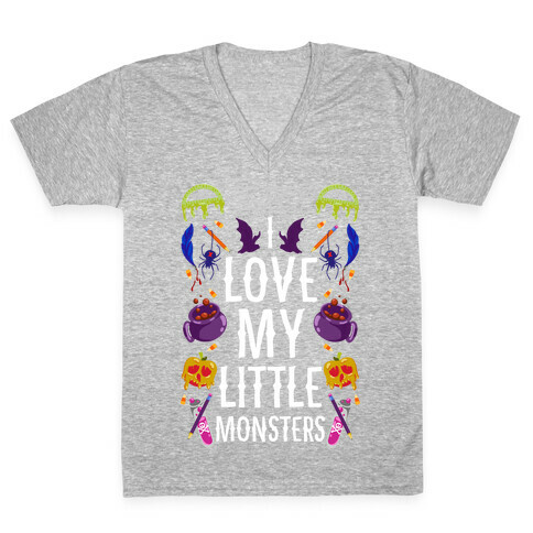 I Love My Little Monsters V-Neck Tee Shirt