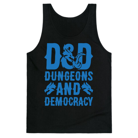 Dungeons and Democracy Parody White Print Tank Top