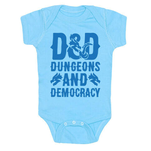 Dungeons and Democracy Parody White Print Baby One-Piece