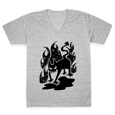 Demon Cat V-Neck Tee Shirt