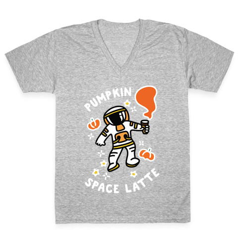 Pumpkin Space Latte Astronaut V-Neck Tee Shirt