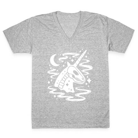 Spooky Ghost Unicorn V-Neck Tee Shirt