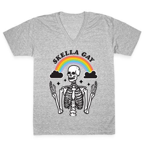 Skella Gay Skeleton V-Neck Tee Shirt