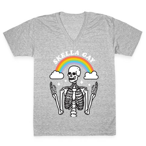 Skella Gay Skeleton V-Neck Tee Shirt