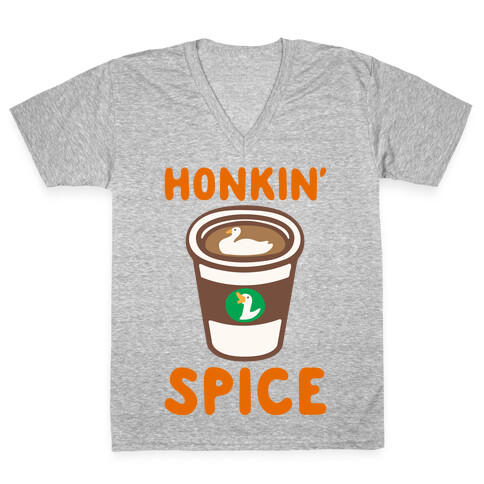 Honkin' Spice Parody White Print V-Neck Tee Shirt