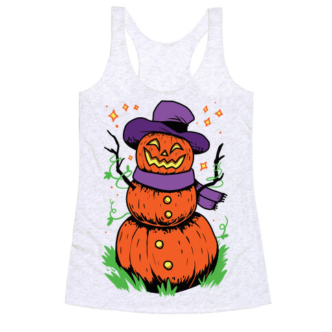 Pumpkin Snowman Racerback Tank Top