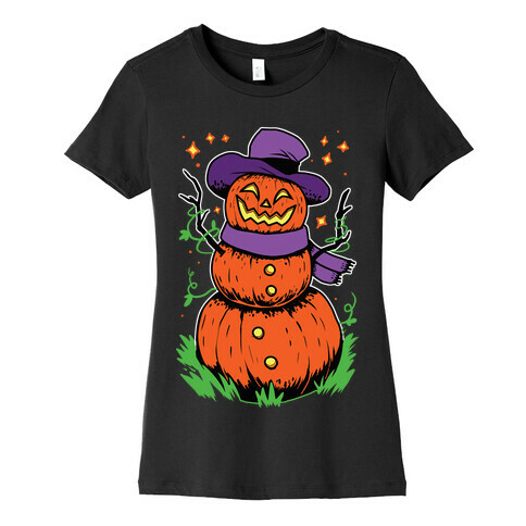 Pumpkin Snowman Womens T-Shirt