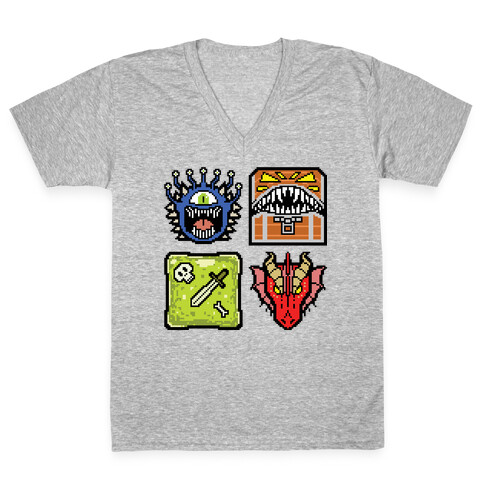 Pixel DnD Monsters V-Neck Tee Shirt