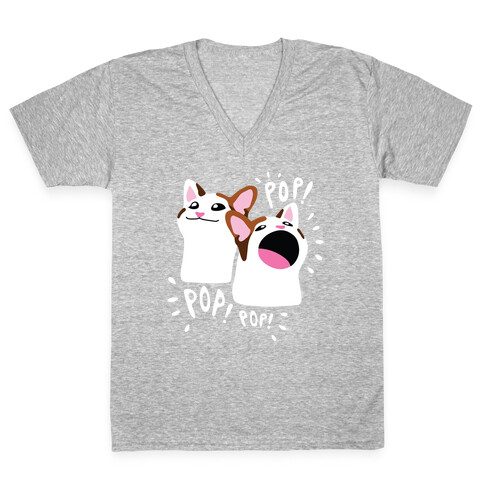 Pop Cat V-Neck Tee Shirt
